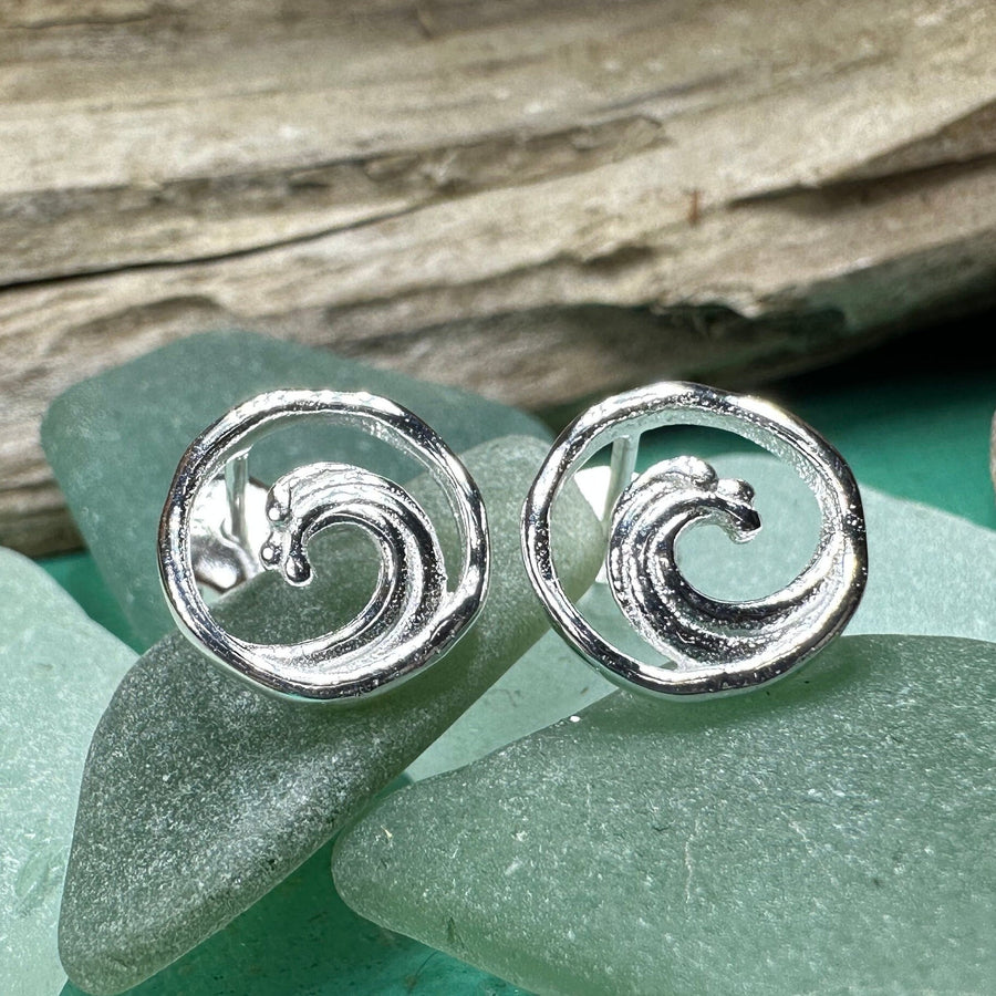 Wave Earrings, Ocean Stud Earrings, Nautical Jewelry, Beach Jewelry, Surfer Gift, Anniversary Gift, Sea Jewelry, Nature Jewelry, Silver