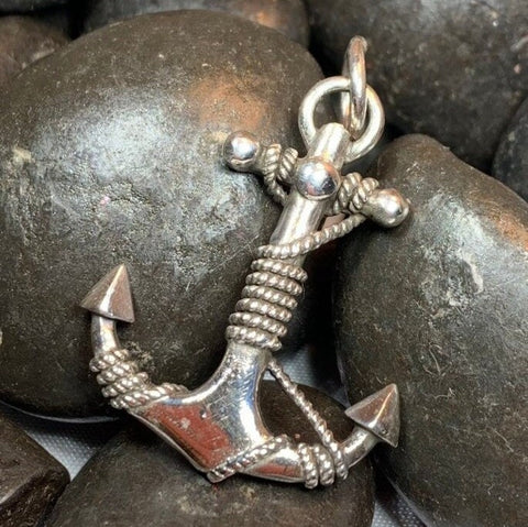 Load image into Gallery viewer, Anchor Necklace, Nautical Jewelry, Christian Pendant, Hope Necklace, Retirement Gift, Dad Gift, Mindfulness Gift, Ship Jewelry, Silver
