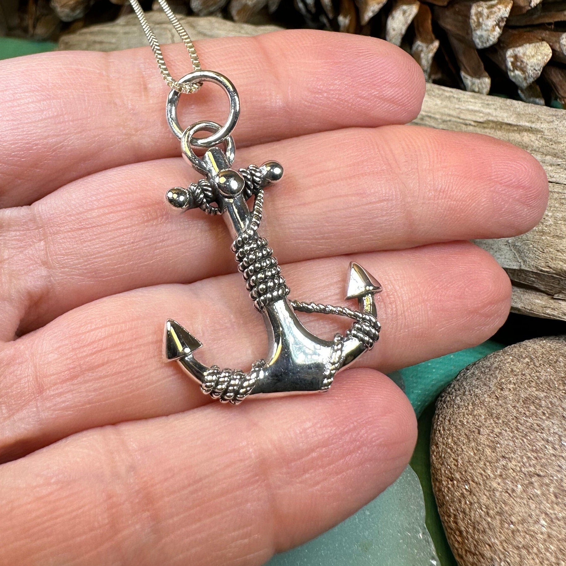 Deep Blue Sea Anchor Necklace - Silver – Celtic Crystal Design Jewelry