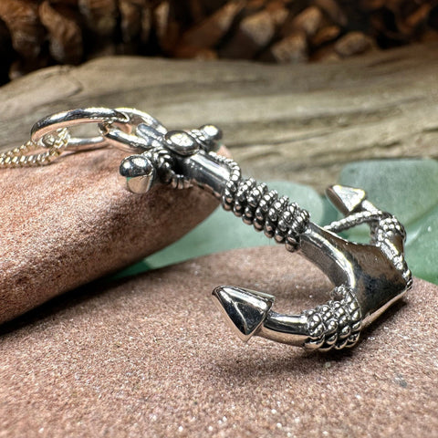 Load image into Gallery viewer, Anchor Necklace, Nautical Jewelry, Christian Pendant, Hope Necklace, Retirement Gift, Dad Gift, Mindfulness Gift, Ship Jewelry, Silver
