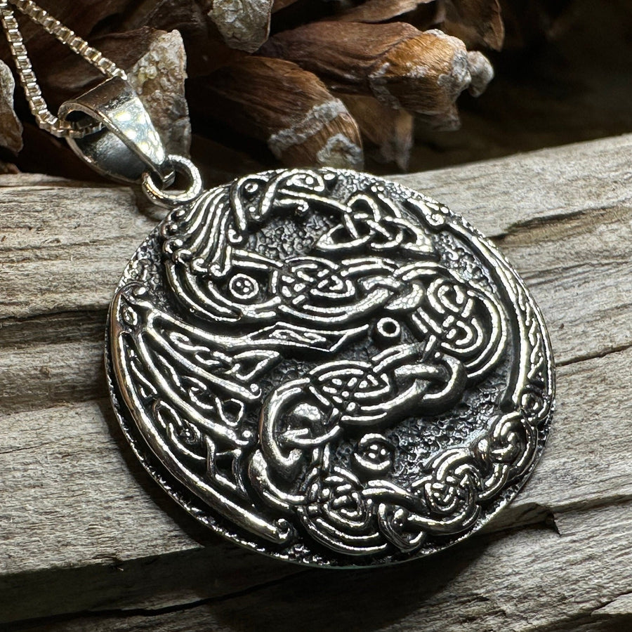 Dragon Necklace, Celtic Jewelry, Irish Jewelry, Celtic Knot Necklace, Wiccan Jewelry, Celtic Dragon Pendant, Pagan Jewelry, Gothic Jewerly