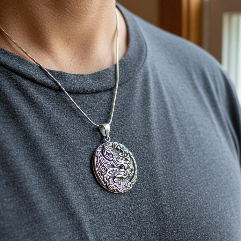 Dragon Necklace, Celtic Jewelry, Irish Jewelry, Celtic Knot Necklace, Wiccan Jewelry, Celtic Dragon Pendant, Pagan Jewelry, Gothic Jewerly