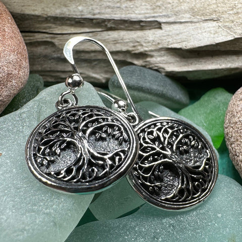 Load image into Gallery viewer, Tree of Life Earrings, Celtic Jewelry, Irish Jewelry, Norse Jewelry, Yoga Jewelry, Anniversary Gift, Tree Jewelry, Graduation Gift, Mom Gift

