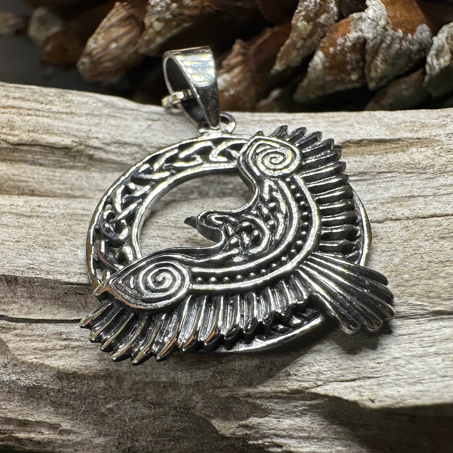 Raven Necklace, Bird Jewelry, Celtic Pendant, Black Bird Pendant, Animal Jewelry, Pagan Jewelry, Nature Lover, Poe Jewelry, Gothic Jewelry