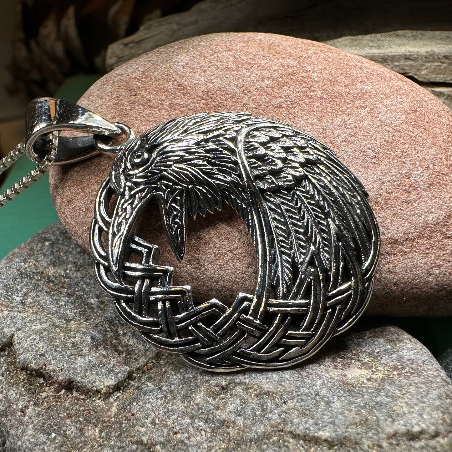 Raven Necklace, Bird Jewelry, Celtic Pendant, Black Bird Pendant, Animal Jewelry, Pagan Jewelry, Nature Lover, Poe Jewelry, Gothic Jewelry