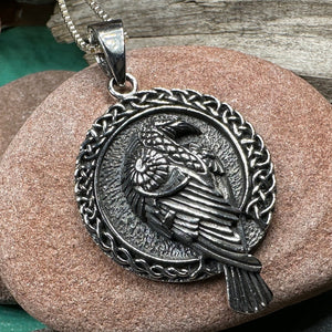 Raven Necklace, Bird Jewelry, Celtic Pendant, Silver Bird Pendant, Animal Jewelry, Pagan Jewelry, Nature Lover, Poe Jewelry, Gothic Jewelry