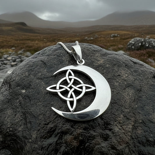 Moon Necklace, Celtic Jewelry, Celestial Jewelry, Wiccan Jewelry, Star Jewelry, Crescent Moon, Anniversary Gift, Pagan Jewelry, Mom Gift