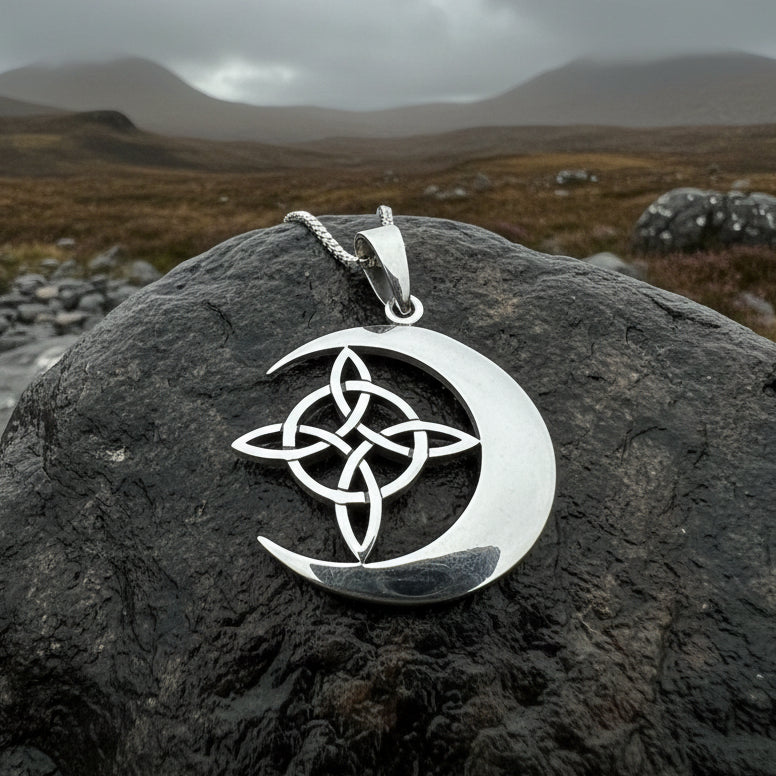 Moon Necklace, Celtic Jewelry, Celestial Jewelry, Wiccan Jewelry, Star Jewelry, Crescent Moon, Anniversary Gift, Pagan Jewelry, Mom Gift