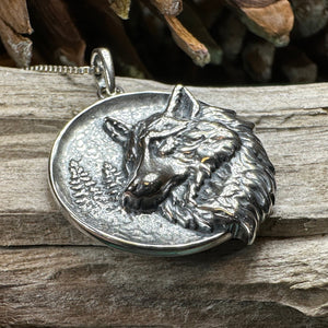 Wolf Necklace, Crescent Moon Jewelry, Norse Jewelry, Pagan Jewelry, Viking Jewelry, Celtic Knot Pendant, Animal Jewelry, Direwolf Jewelry