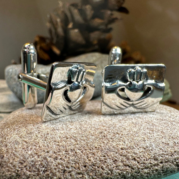 Claddagh Cuff Links, Irish Jewelry, Mens Celtic Jewelry, Silver Gift for Him, Dad Gift, Groom Gift, Dad Gift, Graduation Gift, Brother Gift