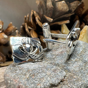 Claddagh Cuff Links, Irish Jewelry, Mens Celtic Jewelry, Silver Gift for Him, Dad Gift, Groom Gift, Dad Gift, Graduation Gift, Brother Gift