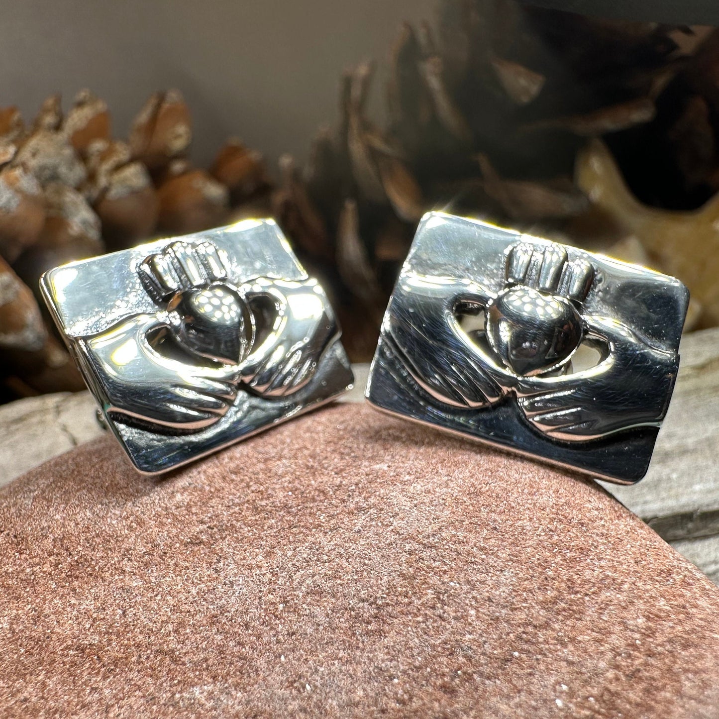 Traditional Claddagh Cufflinks for Men — view 5