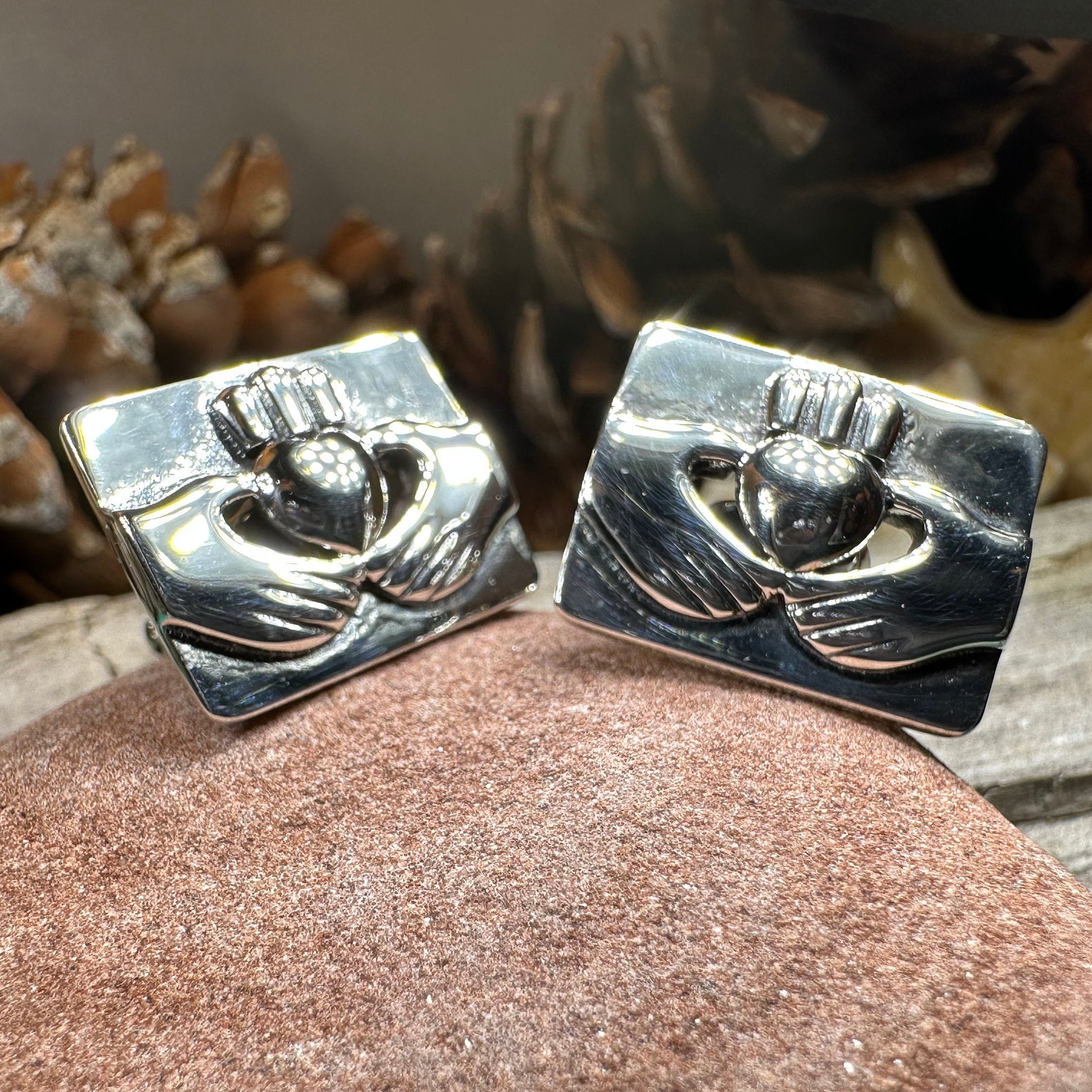 Traditional Claddagh Cufflinks for Men — view 5