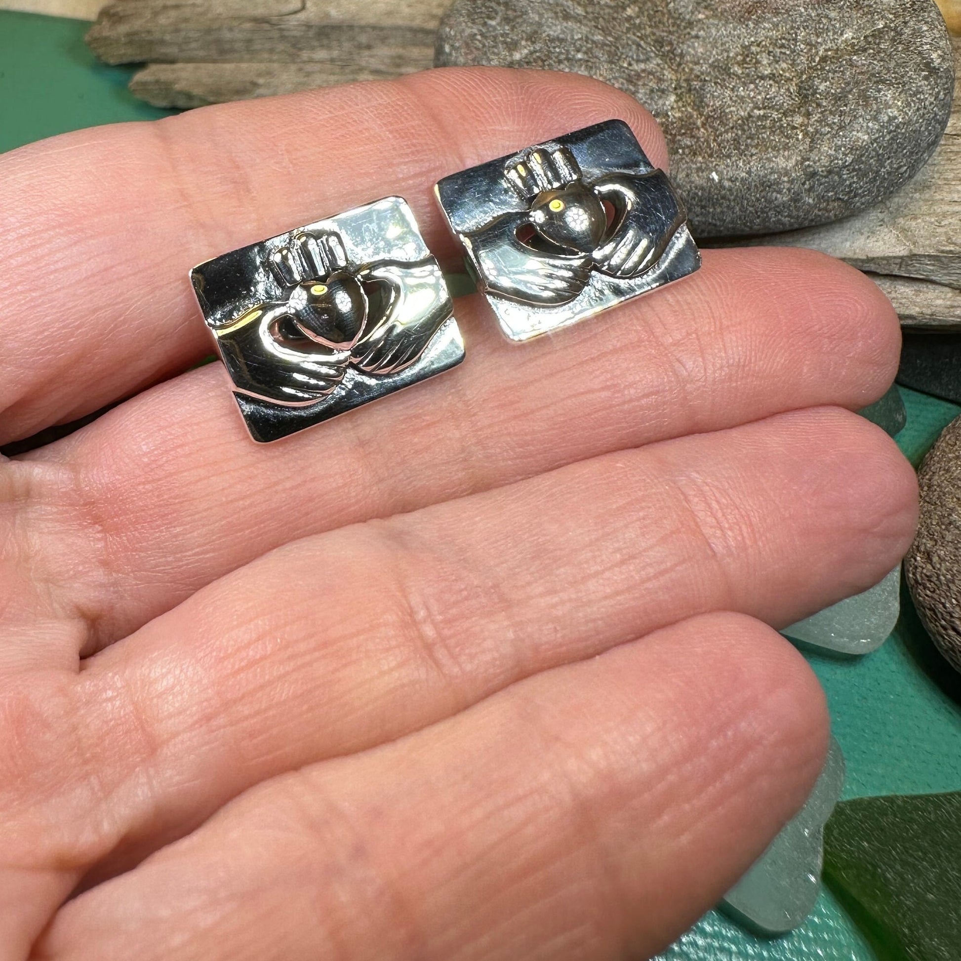 Traditional Claddagh Cufflinks for Men — view 6