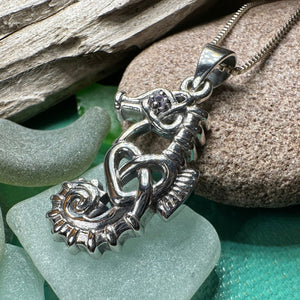 Seahorse Necklace, Celtic Jewelry, Nautical Pendant, Irish Jewelry, Celtic Knot Jewelry, Scottish Gift, Anniversary Gift, Ocean Jewelry