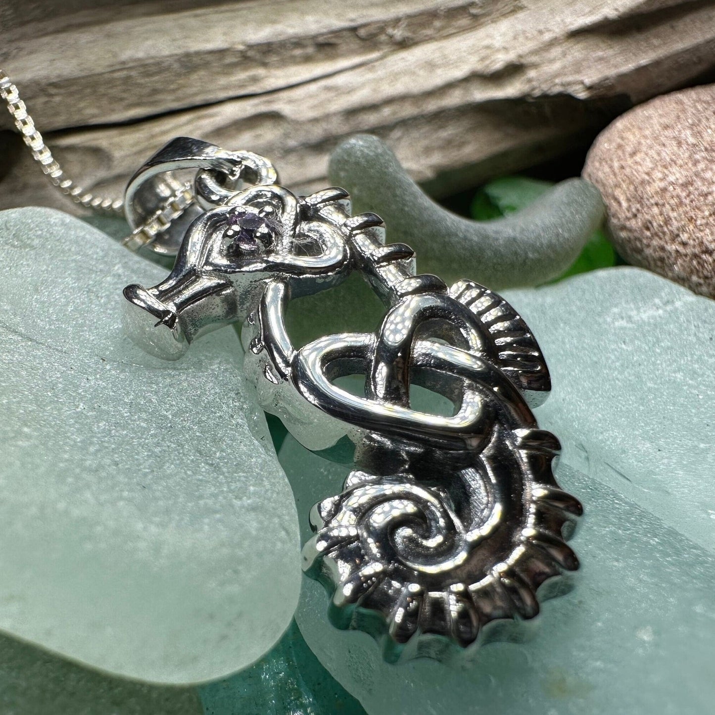 Seahorse Necklace, Celtic Jewelry, Nautical Pendant, Irish Jewelry, Celtic Knot Jewelry, Scottish Gift, Anniversary Gift, Ocean Jewelry
