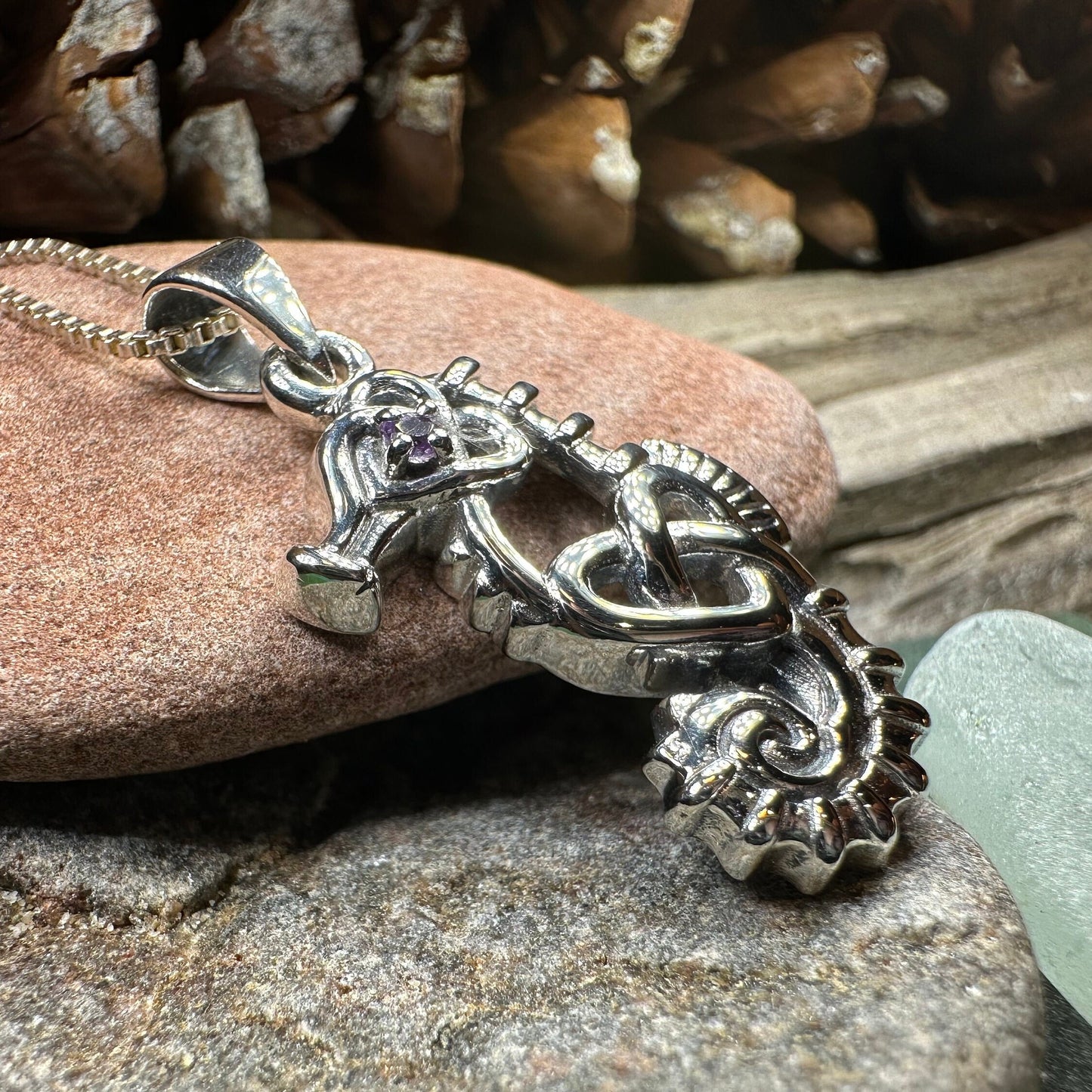 Seahorse Necklace, Celtic Jewelry, Nautical Pendant, Irish Jewelry, Celtic Knot Jewelry, Scottish Gift, Anniversary Gift, Ocean Jewelry