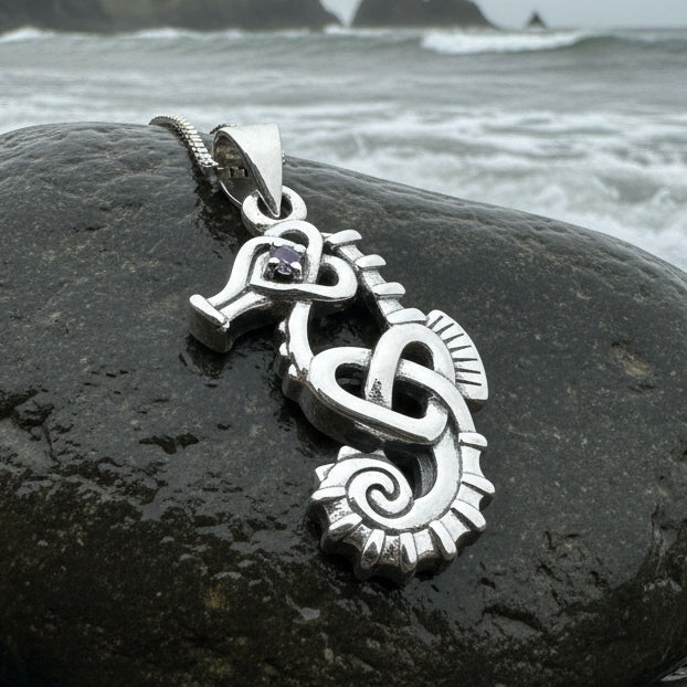 Seahorse Necklace, Celtic Jewelry, Nautical Pendant, Irish Jewelry, Celtic Knot Jewelry, Scottish Gift, Anniversary Gift, Ocean Jewelry