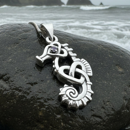 Seahorse Necklace, Celtic Jewelry, Nautical Pendant, Irish Jewelry, Celtic Knot Jewelry, Scottish Gift, Anniversary Gift, Ocean Jewelry
