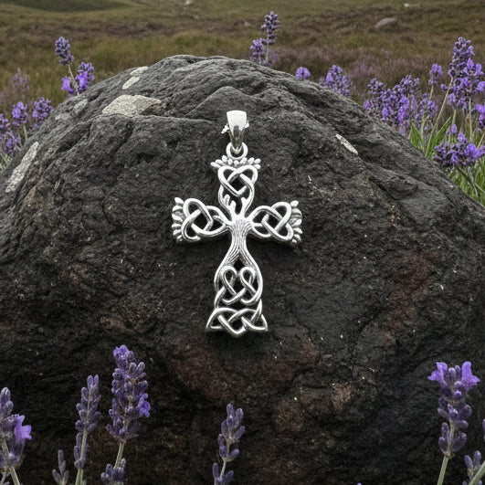 Celtic Cross Necklace, Irish Jewelry, Celtic Pendant, Celtic Tree of Life, Scotland Jewelry, First Communion Gift, Girls Confirmation Gift