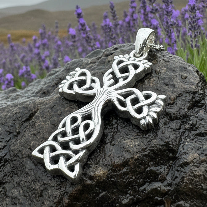 Celtic Cross Necklace, Irish Jewelry, Celtic Pendant, Celtic Tree of Life, Scotland Jewelry, First Communion Gift, Girls Confirmation Gift