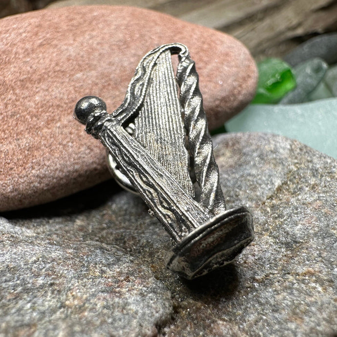 Irish Harp Brooch, Celtic Jewelry, Irish Lapel Pin, Harp Brooch, Ireland Brooch, Anniversary Gift, Cap Badge Pin, Bagpiper Gift, Ireland Pin