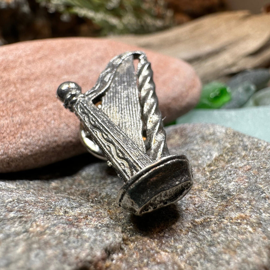 Irish Harp Brooch, Celtic Jewelry, Irish Lapel Pin, Harp Brooch, Ireland Brooch, Anniversary Gift, Cap Badge Pin, Bagpiper Gift, Ireland Pin