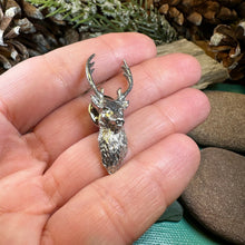 Load image into Gallery viewer, Stag Brooch, Scotland Jewelry, Stag Lapel Pin, Celtic Pin, Animal Jewelry, Scottish Brooch, Scotland Pin, Nature Jewelry, Hunter Gift
