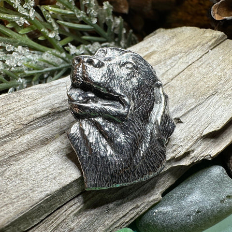 Load image into Gallery viewer, Dog Brooch, Dog Lover Gift, Labrador Lapel Pin, Dog Pin, Scarf Pin, Dog Lover Gift, Dog Jewelry, Hunter Gift, Pewter Coat Pin, English Lab
