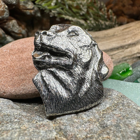 Load image into Gallery viewer, Dog Brooch, Dog Lover Gift, Labrador Lapel Pin, Dog Pin, Scarf Pin, Dog Lover Gift, Dog Jewelry, Hunter Gift, Pewter Coat Pin, English Lab
