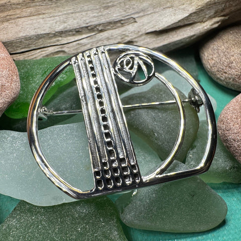 Load image into Gallery viewer, Mackintosh Rose Brooch, Scotland Jewelry, Mackintosh Jewelry, Celtic Pin, Scarf Pin, Art Deco Jewelry, Mom Gift, Silver Pin, Graduation Gift
