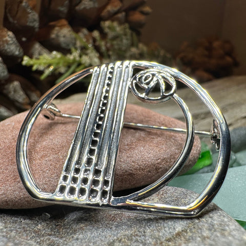 Load image into Gallery viewer, Mackintosh Rose Brooch, Scotland Jewelry, Mackintosh Jewelry, Celtic Pin, Scarf Pin, Art Deco Jewelry, Mom Gift, Silver Pin, Graduation Gift
