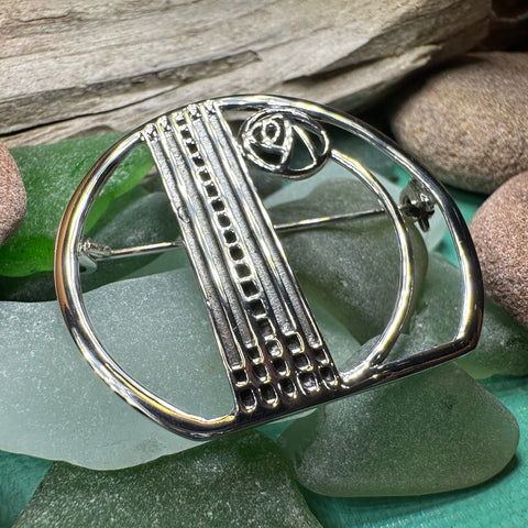 Load image into Gallery viewer, Mackintosh Rose Brooch, Scotland Jewelry, Mackintosh Jewelry, Celtic Pin, Scarf Pin, Art Deco Jewelry, Mom Gift, Silver Pin, Graduation Gift
