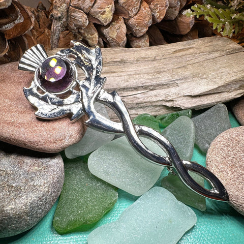 Load image into Gallery viewer, Thistle Kilt Pin, Celtic Jewelry, Thistle Brooch, Tartan Pin, Scotland Jewelry, Celtic Pin, Thistle Pin, Outlander Jewelry, Coat Pin
