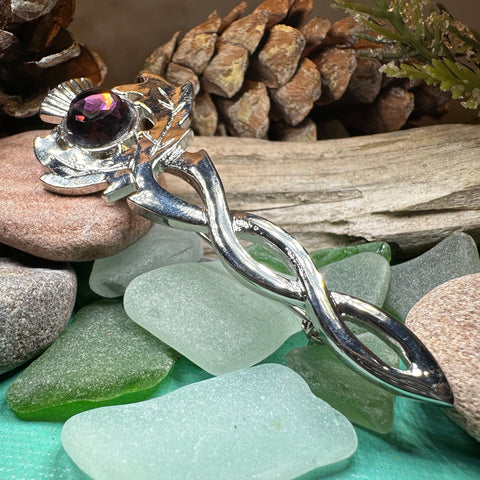 Load image into Gallery viewer, Thistle Kilt Pin, Celtic Jewelry, Thistle Brooch, Tartan Pin, Scotland Jewelry, Celtic Pin, Thistle Pin, Outlander Jewelry, Coat Pin
