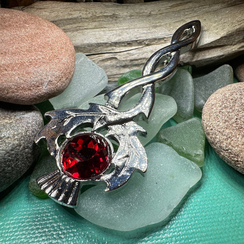 Load image into Gallery viewer, Thistle Kilt Pin, Celtic Jewelry, Thistle Brooch, Tartan Pin, Scotland Jewelry, Celtic Pin, Thistle Pin, Outlander Jewelry, Coat Pin

