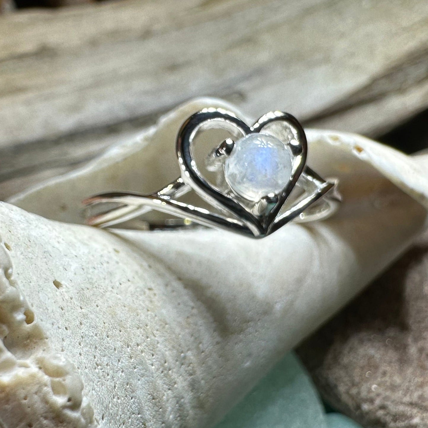 Moonstone Ring, Celtic Heart Ring, Boho Statement Ring, Promise Ring, Anniversary Gift, Celtic Knot Ring, Irish Ring, Mom Gift, Wife Gift