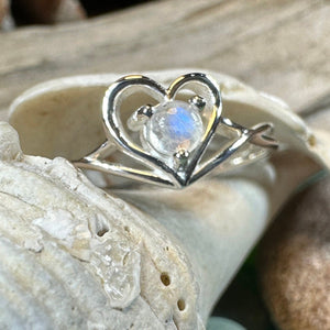 Moonstone Ring, Celtic Heart Ring, Boho Statement Ring, Promise Ring, Anniversary Gift, Celtic Knot Ring, Irish Ring, Mom Gift, Wife Gift