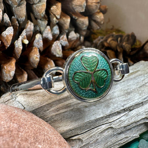 Shamrock Bracelet, Celtic Jewelry, Irish Jewelry, Bangle Bracelet, Clover Jewelry, Ireland Jewelry, Wife Gift, Irish Shamrock Bangle