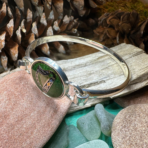 Load image into Gallery viewer, Celtic Harp Bracelet, Celtic Jewelry, Irish Jewelry, Bangle Bracelet, Scotland Jewelry, Ireland Jewelry, Wife Gift, Irish Harp Bangle
