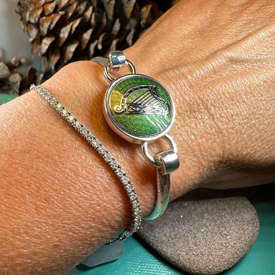 Celtic Harp Bracelet, Celtic Jewelry, Irish Jewelry, Bangle Bracelet, Scotland Jewelry, Ireland Jewelry, Wife Gift, Irish Harp Bangle