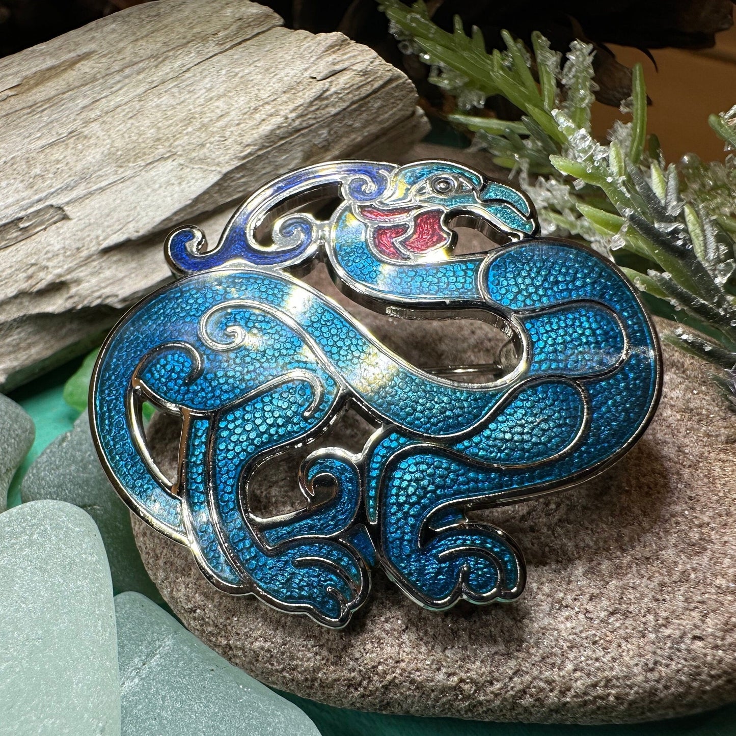 Celtic Bird Brooch, Bird Jewelry, Celtic Pin, Enamel Pin, Ireland Gift, Celtic Brooch, Norse Jewelry Gift, Pagan Brooch, LARP Jewelry