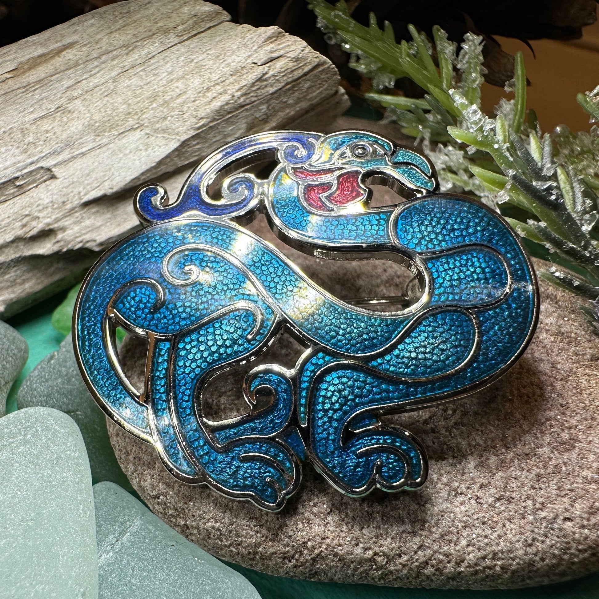 Celtic Bird Brooch, Bird Jewelry, Celtic Pin, Enamel Pin, Ireland Gift, Celtic Brooch, Norse Jewelry Gift, Pagan Brooch, LARP Jewelry