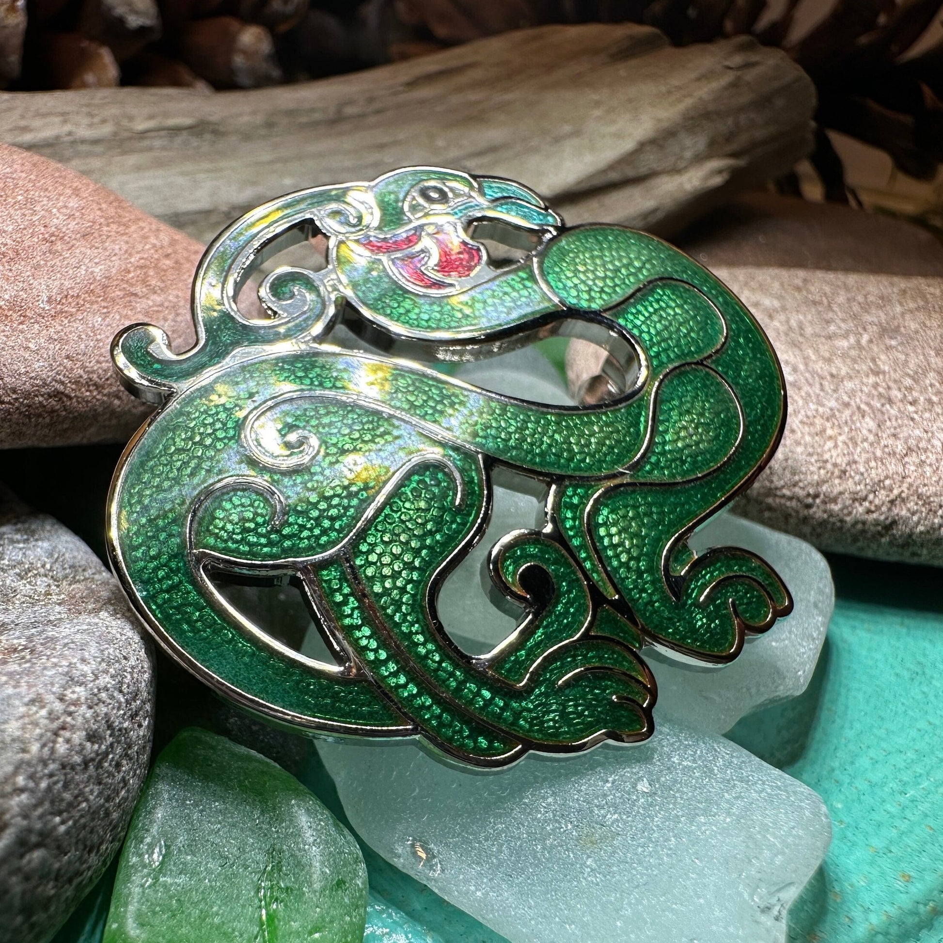 Celtic Bird Brooch, Bird Jewelry, Celtic Pin, Enamel Pin, Ireland Gift, Celtic Brooch, Norse Jewelry Gift, Pagan Brooch, LARP Jewelry