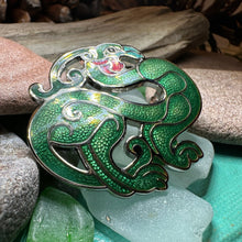 Load image into Gallery viewer, Celtic Bird Brooch, Bird Jewelry, Celtic Pin, Enamel Pin, Ireland Gift, Celtic Brooch, Norse Jewelry Gift, Pagan Brooch, LARP Jewelry
