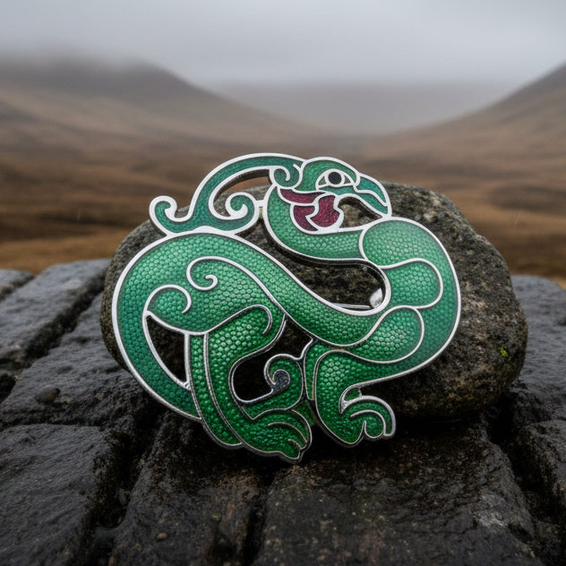 Celtic Bird Brooch, Bird Jewelry, Celtic Pin, Enamel Pin, Ireland Gift, Celtic Brooch, Norse Jewelry Gift, Pagan Brooch, LARP Jewelry