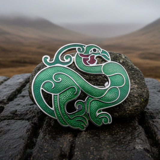 Celtic Bird Brooch, Bird Jewelry, Celtic Pin, Enamel Pin, Ireland Gift, Celtic Brooch, Norse Jewelry Gift, Pagan Brooch, LARP Jewelry