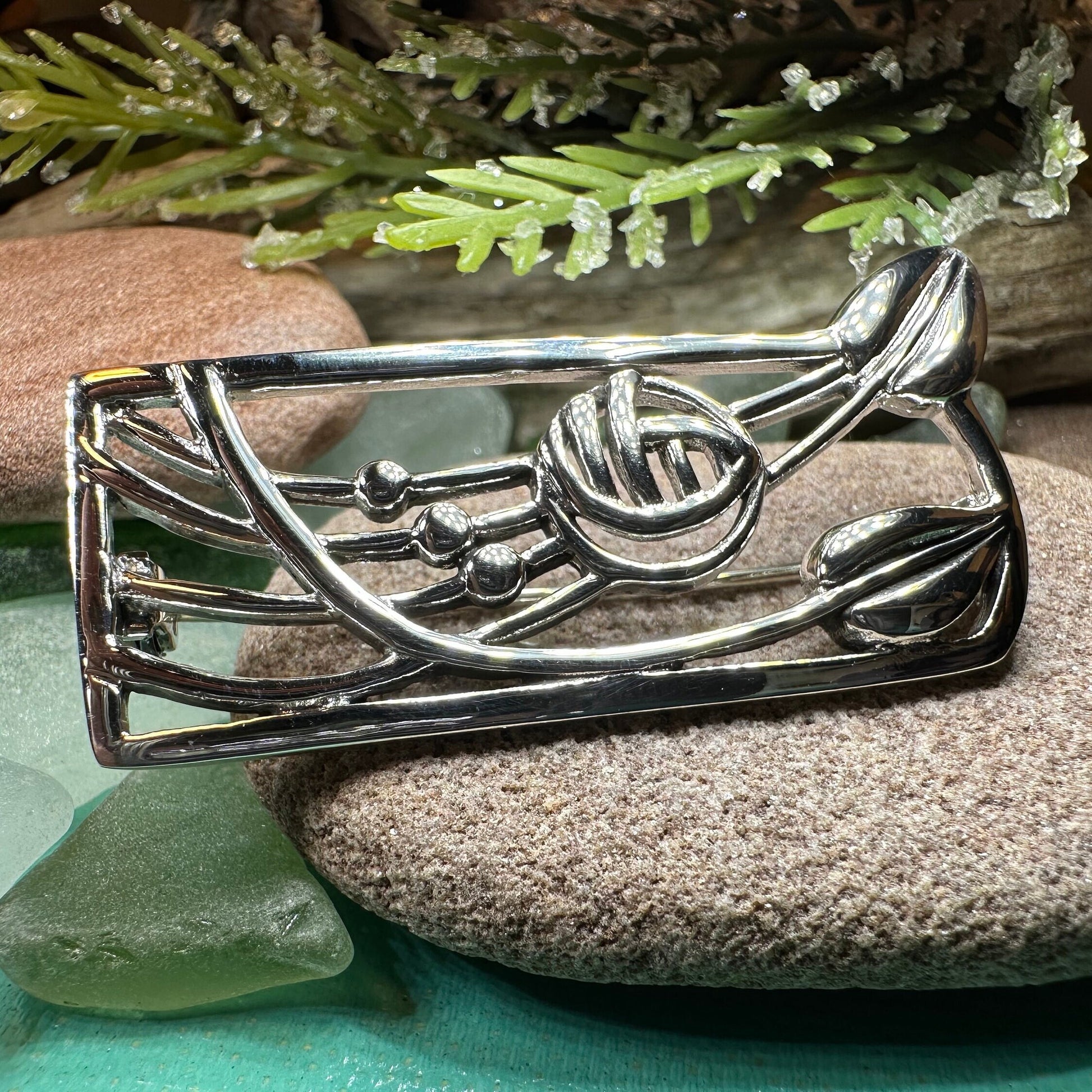 Mackintosh Roses Brooch, Scotland Jewelry, Mackintosh Jewelry, Celtic Pin, Scarf Pin, Scottish Silver Brooch, Mom Gift, Graduation Gift