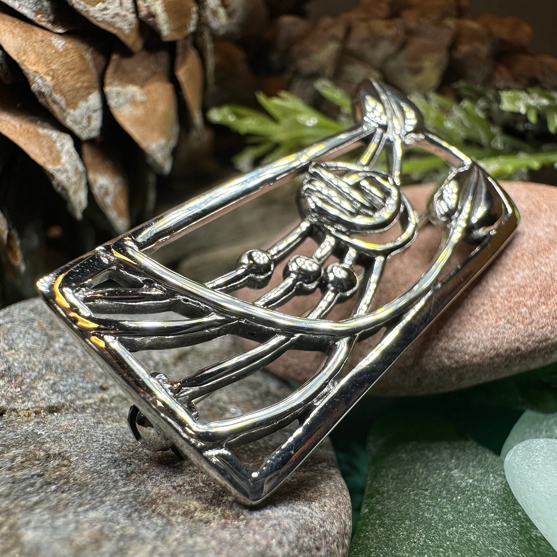 Mackintosh Roses Brooch, Scotland Jewelry, Mackintosh Jewelry, Celtic Pin, Scarf Pin, Scottish Silver Brooch, Mom Gift, Graduation Gift
