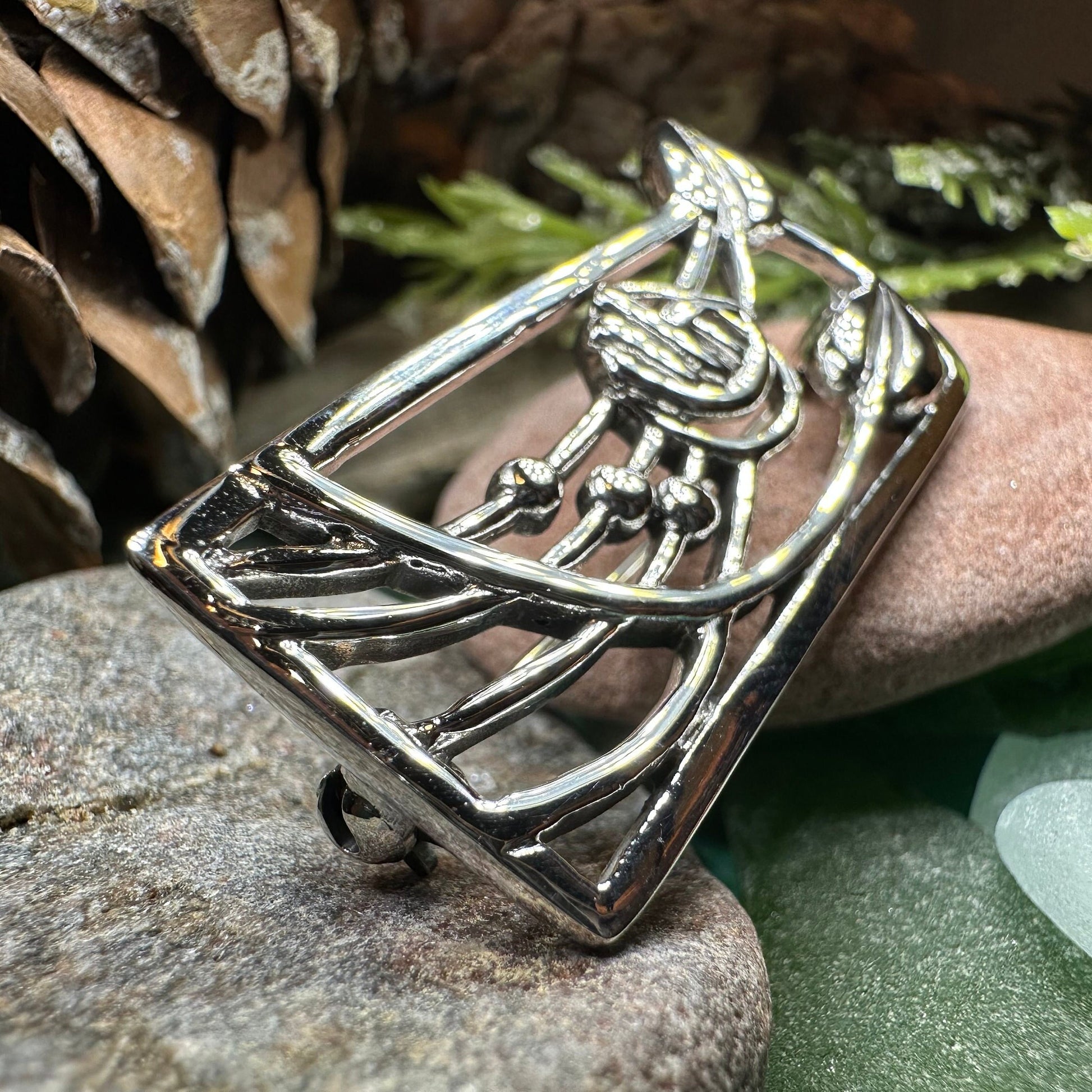 Mackintosh Roses Brooch, Scotland Jewelry, Mackintosh Jewelry, Celtic Pin, Scarf Pin, Scottish Silver Brooch, Mom Gift, Graduation Gift